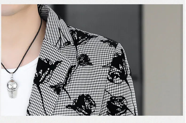 Blazer: Outdoor Fashion Business Gentleman Print Wedding Host Campus Slim-fit Casual Korean-style Youthful Versatile Men Blazer
