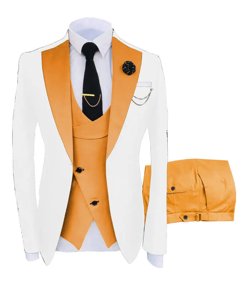 Men Coat Business Formal Slim Fit Suit Costumes Pour Homme Set Party Vest Pants Wedding 3pcs Blazer Verde Hombre Terno Masculino