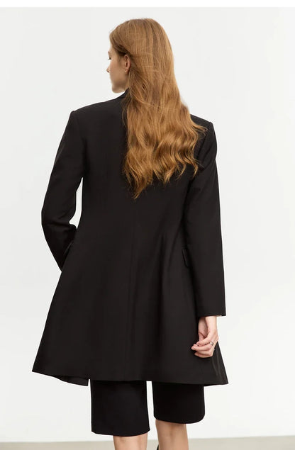 Minimalist Blazer for Woman 2026 Autumn Long Simple Basics Commuter Jacket With Waist Rope Slim Fit Blazers 12343036