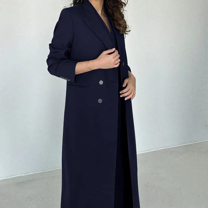 Gray Women Pants Sets 3 Piece Gorgeous Peak Lapel Double Breasted Solid Outfits Fashion Formal X-Long Suits (Blazer+Vest+Pants)
