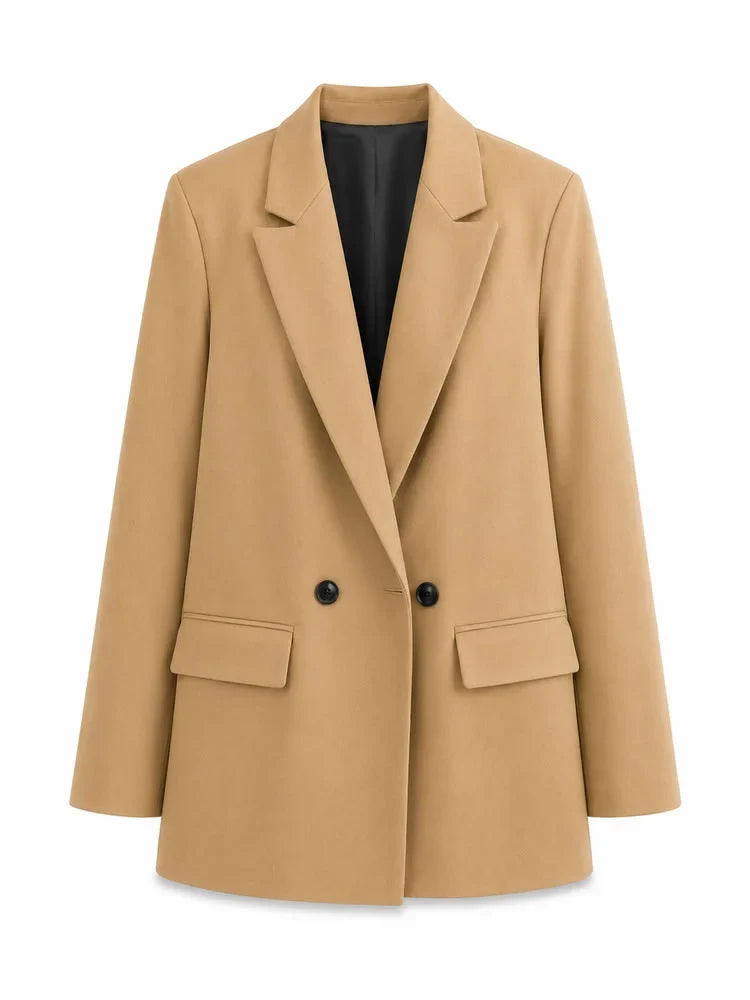 Women Double Breasted Blazer Elegant Office Lady Suit Jacket Oversized Casual Long Sleeve Blazer Spring Autumn Outerwear