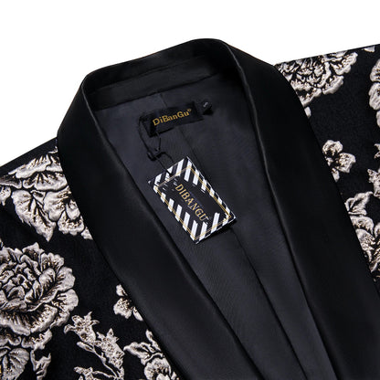 Men's Black Paisley Suits Blazer Jacket Fashion Business Banquet Wedding Party Dress Floral Red Suit Coat Men Clothing