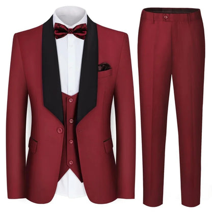 New Design Suit for Men 3 Pieces Formal Wedding Prom Set Slim Fit Jacket Best Man Groom Tuxedos Costume Homme