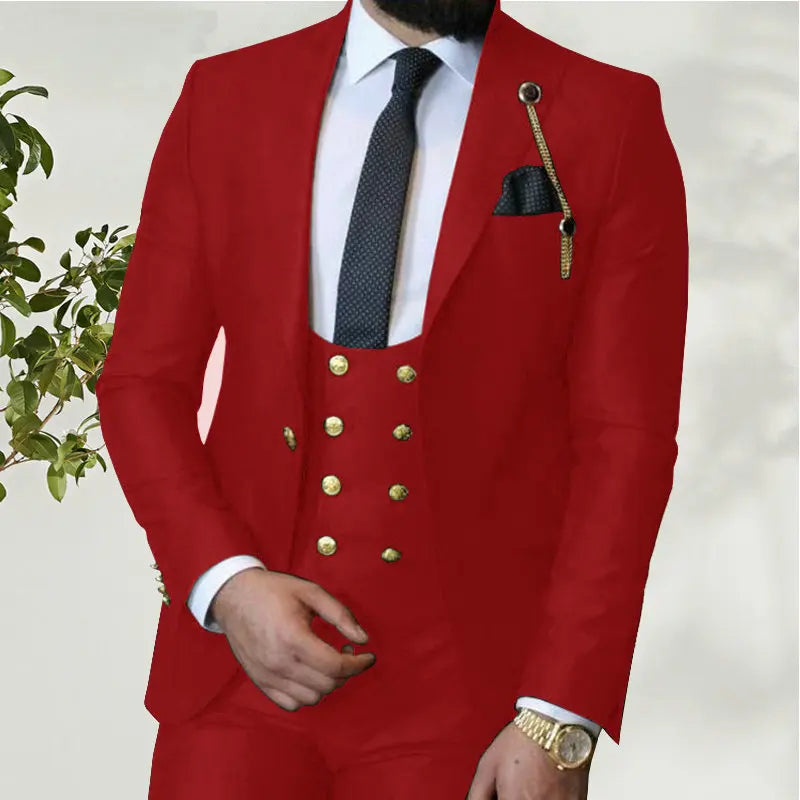 Men's Suit Fashion Formal Business Slim Fit 3 Pieces Dark Green Men's Tuxedo Men Wedding Suits Groom Male Suit Blazers