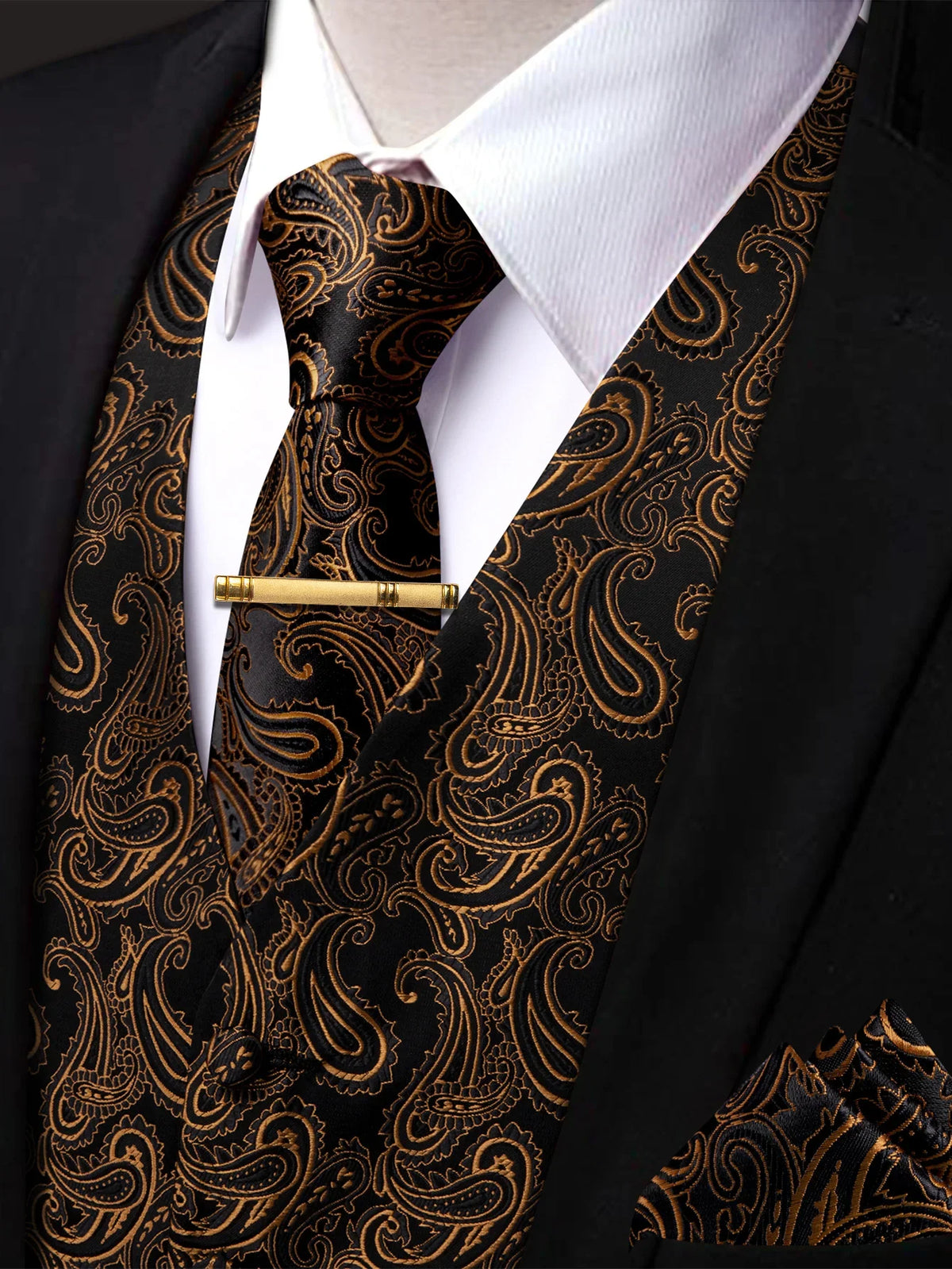 Men's Vest and Tie Set – Paisley Floral Waistcoat with Necktie for Weddings and Business Occasions