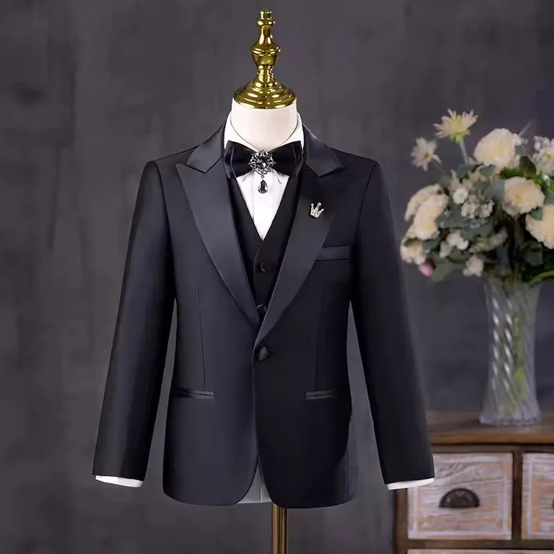 Flower Boys Piano Photography Suit Kids Party Ceremony Costume Children Birthday Wedding Prom Eve Wear Performance Tuxedo Dress