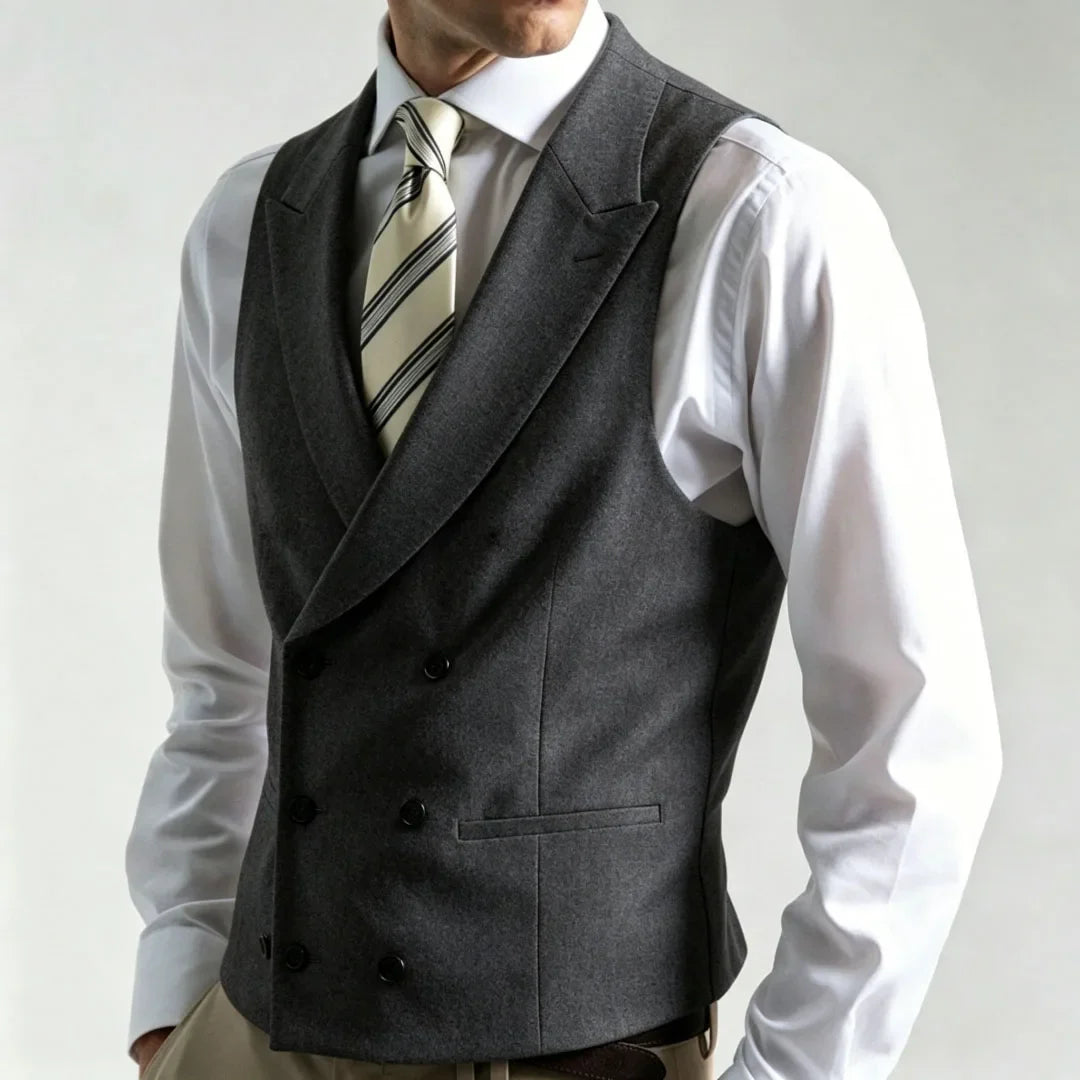 Men's Double Breasted Formal Vest – Tailored Waistcoat for Weddings & Business