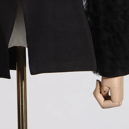 Spring Autumn New Women Blazer Notched Collar Single Button Patchwork Pleated Mesh Long Sleeve Elegant Fashion Coat HK18270