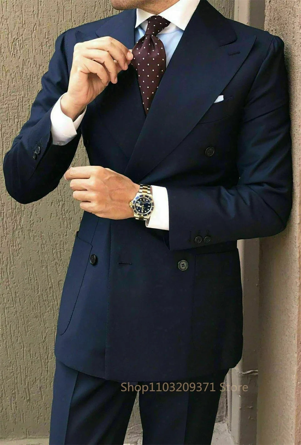 Men's Single Breasted Formal Suit Set – Turndown Collar Blazer for Wedding & Business