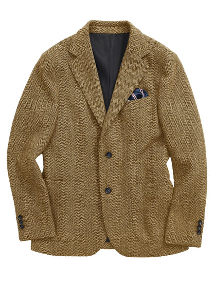 Navy Blue Herringbone Men's Suits Blazer Single Breasted Suit Jacket Formal Fashion Notch Lapel Coat for Wedding Business Casual