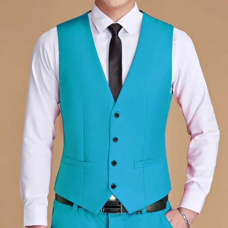 Men's Formal Vest Single Button Slim Fit Waistcoat for Business & Weddings