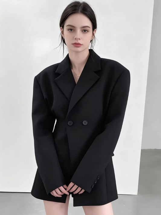 Women's Black Gothic Emo Blazer Y2k 2000s Vintage Suit Coat Korean Style Loose Vintage Casual Jacket Outerwear for Women Autumn