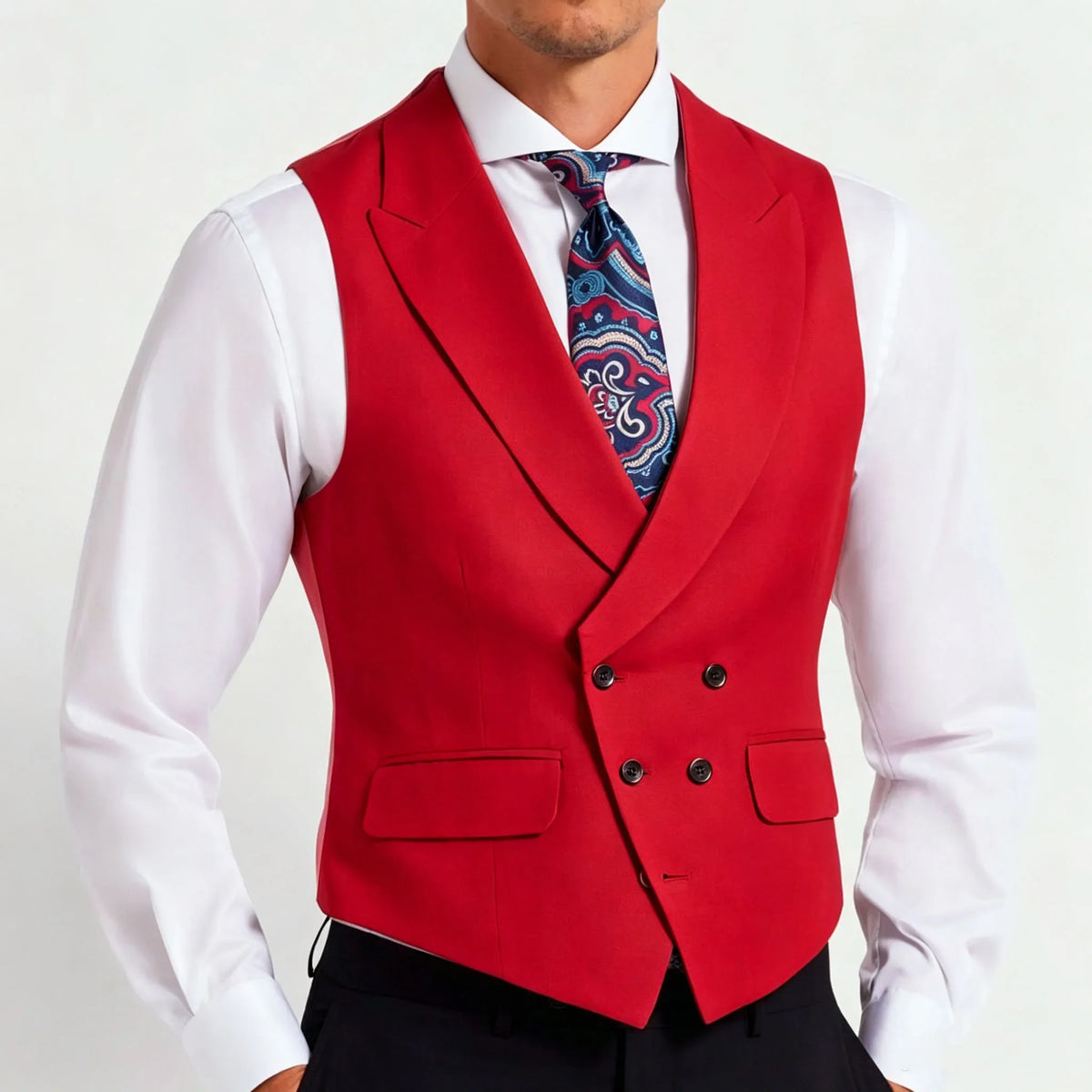 Men's Formal Vest Double Breasted Waistcoat for Weddings Banquets and Business