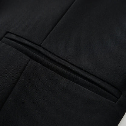 Black Round Neck Single-Breasted Fashion Vest for Women, Spring & Fall Fashionable Slim Sleeveless Suit Vest Top for Outer Wear