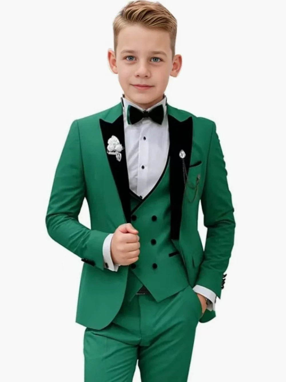 2026 Newest Multi Colors Boys Slim Fit Suits 3 Pieces Wedding Ring Bearer Outfit Chic Velvet Collar Kids Suit Set Party Tuxedo