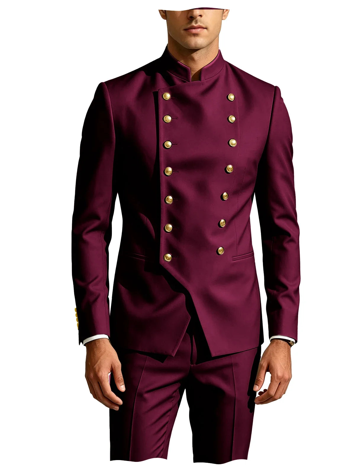 Men's Suit 2-Piece Double Breasted Slim Fit Blazer Pants Set for Wedding
