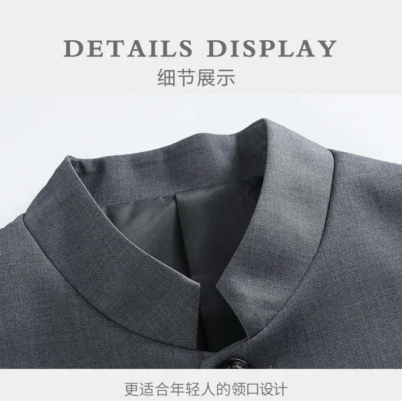 Blazer Men Fashion Gentleman Business Slimming Outdoor Zhongshan Suit Trendy Banquet Host Casual Wedding Stand-up Collar Blazer