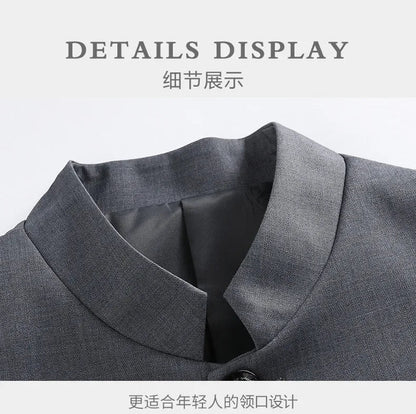 Blazer Men Fashion Gentleman Business Slimming Outdoor Zhongshan Suit Trendy Banquet Host Casual Wedding Stand-up Collar Blazer