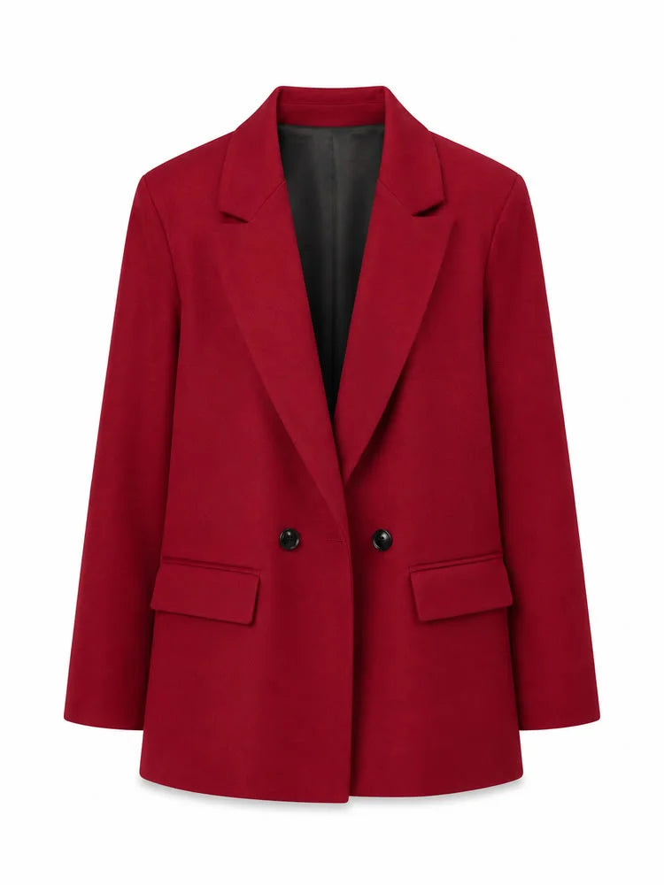 Women Double Breasted Blazer Elegant Office Lady Suit Jacket Oversized Casual Long Sleeve Blazer Spring Autumn Outerwear