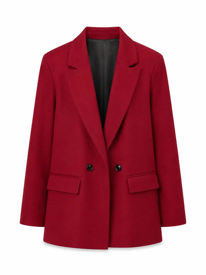 Women Double Breasted Blazer Elegant Office Lady Suit Jacket Oversized Casual Long Sleeve Blazer Spring Autumn Outerwear