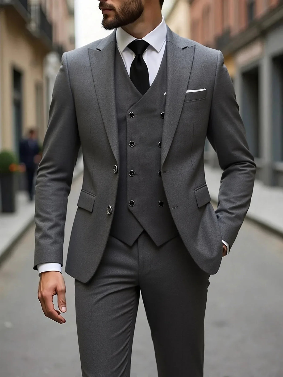 Costumes de Mariage Classiques Tuxedos Slim Fit Marié Pour Homme 3 Pièces Costume de Garçon d'Honneur Homme Formel Costume d'Affaires Homme (Veste+Gilet+Pantalon)
