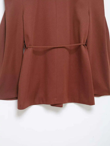 Spring Autumn New Women Blazer Notched Collar Single Button Flying Sleeve Solid Color High-End Elegant Fashion Coat HK18181