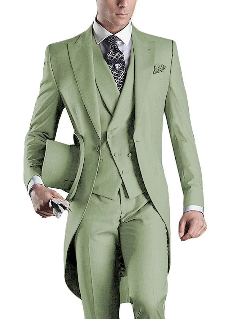 3 Pièces Blazer+Gilet+Pantalon Coupe Slim Style Britannique Revers Pointu Col V Smoking Mode Costumes de Mariage pour Hommes