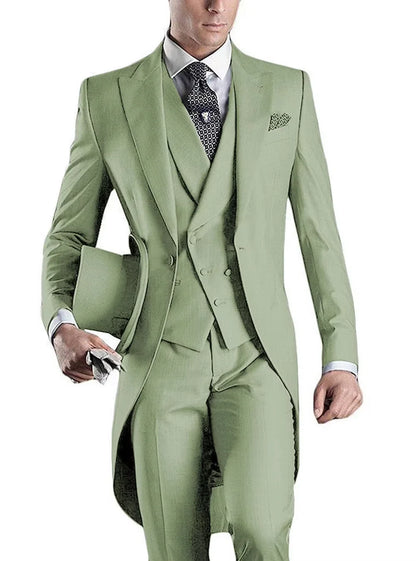 3 Pièces Blazer+Gilet+Pantalon Coupe Slim Style Britannique Revers Pointu Col V Smoking Mode Costumes de Mariage pour Hommes