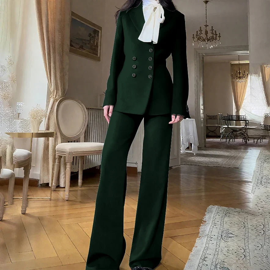 2025 New Women Casual Blazer Suit Set with Double-breasted Office Formal Pant Suit Separates Slim Fit Custom Made Traje de Mujer