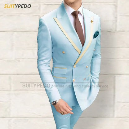 Fashion Men Red Suit Sets Wedding Party Custom Groomsman Elegant Outfits Birthday Banquet Male Stylish Blazer Pants 2 Pieces