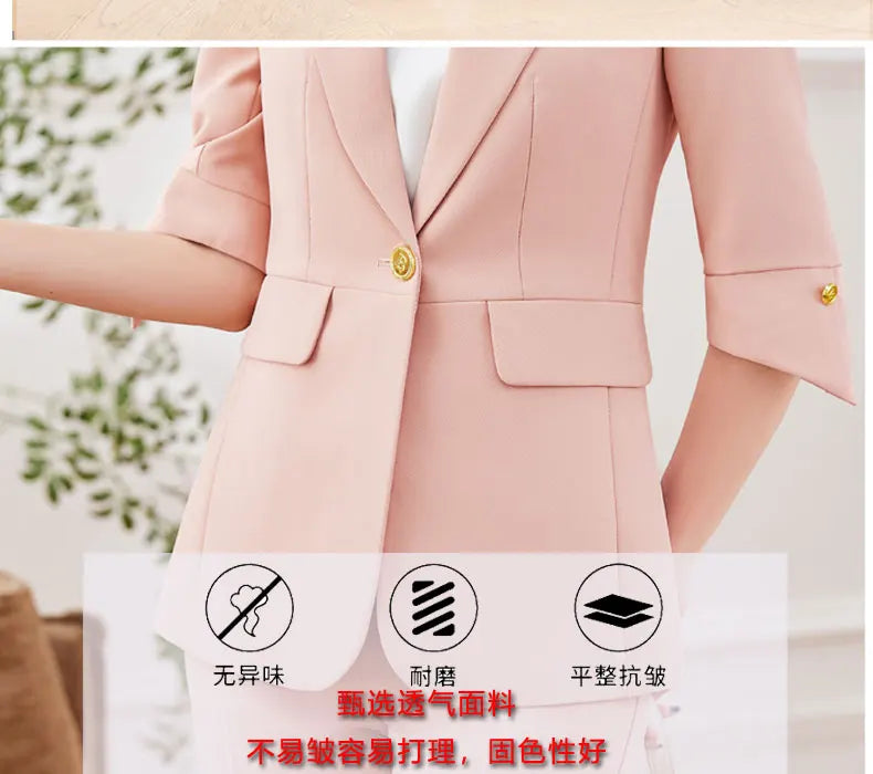 Fashionable professional women's mid-sleeved suit, high-quality two-piece pants + suit jacket, new spring 2026