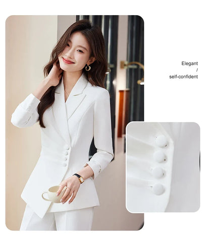 Fashionable Business Women's Clothing, Boutique Long-Sleeved Two-Piece Pants + Blazer, New Style in 2025