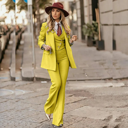 Customized Color Red 3 Pieces Suit Sets for Women Peak Lapel Jacket Vest Pants Sets Slim Fit Office Daily Smoking Lady Clothing