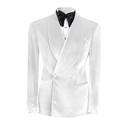 Formal Velvet Men's Suits Blazer Double Breasted Jacket 1 Piece Elegant Slim Fit Male Clothing Wedding Men Business Casual Coats