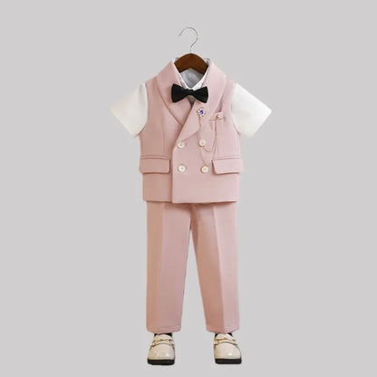 Kids Vest Pants Party Photograph Set Children Formal Wedding Suit Teenager Boys Birthday Tuxedo Party Dress Child Dance Costume
