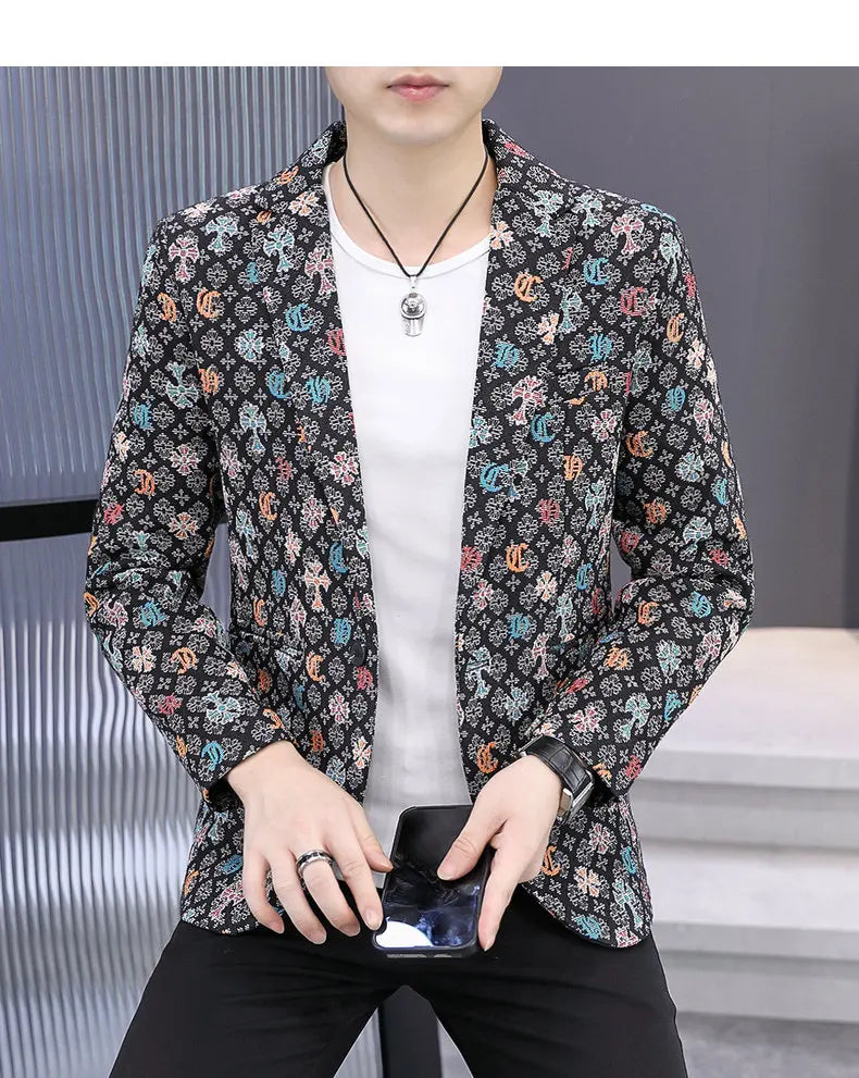 Blazer Men's Fashion Outdoor Travel Gentleman Wedding Slimming Business Versatile Trendy Casual Korean-style Formal Wear Blazer