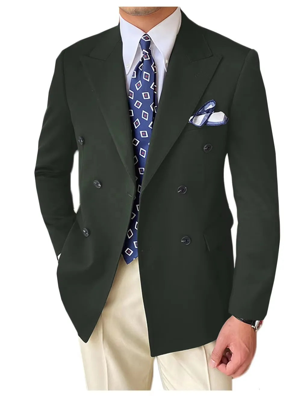 Wedding Men's Tuxedo Jacket Bridegroom Business Groom Wear Formal Party Blazer Double Breasted Peak Lapel XS-6XL One Coat