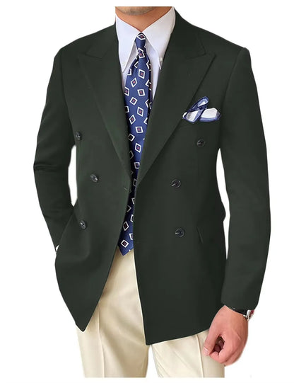 XS-6XL Men's Wedding Tuxedo Jacket Double Breasted Peak Lapel Formal Business Groom Wear Blazer for Wedding Prom Daily