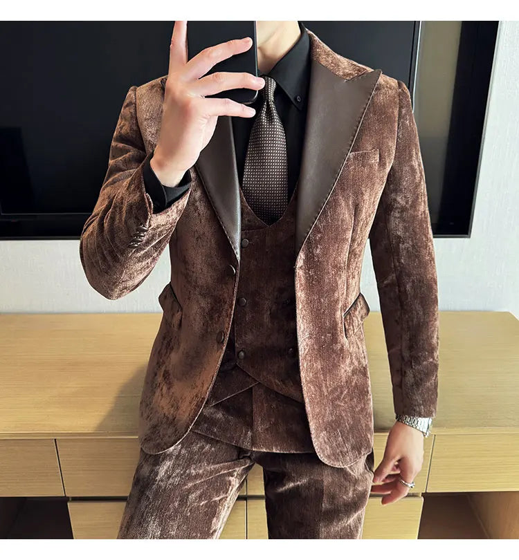 Men's Slim Fit 3-Piece Suit – Smart Casual & Wedding Formal Set
