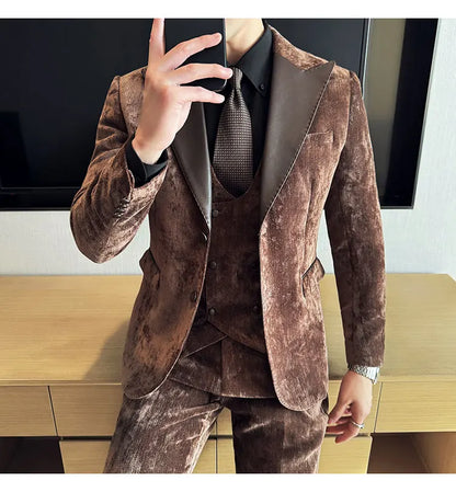 Men's Slim Fit 3-Piece Suit – Smart Casual & Wedding Formal Set
