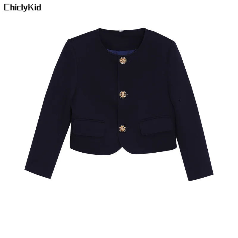 Kids Japanese Navy Jacket Suit Dress School Uniforms Girls British Boys Blazer Formal Outfits Chidren Student Clothes Class Sets
