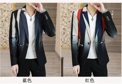 Blazer Men's Fashion Business Gentleman Slim-fit Stripes British Style Outdoor Performance Trend Wedding Banquet Casual Blazer