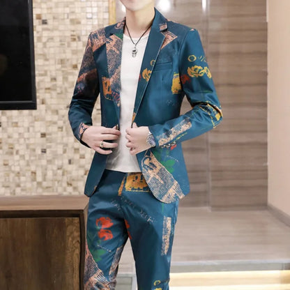 Men's Two-Piece Slim Fit Casual Suit – Single Breasted Formal Set for Daily & Smart Casual Wear