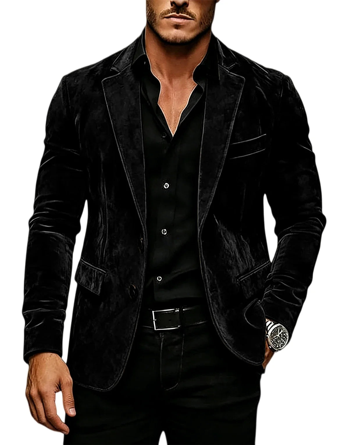 Vintage Men's Suede Blazer Slim Fit 2 Button Notched Lapel Casual Suit Jacket Formal Business Tuxedo Wedding Party Daily Wear