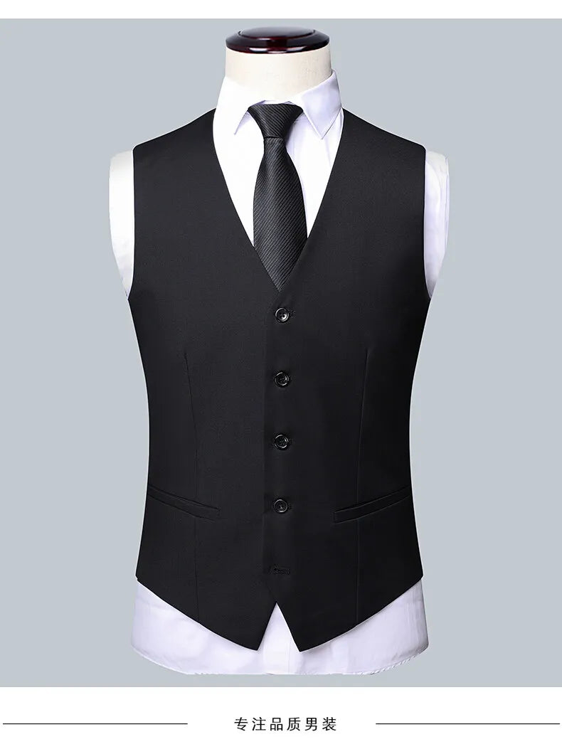 Men's 3-Piece Wedding Suit – Single Breasted, Smart Casual, Blue/Black/Gray – All Seasons