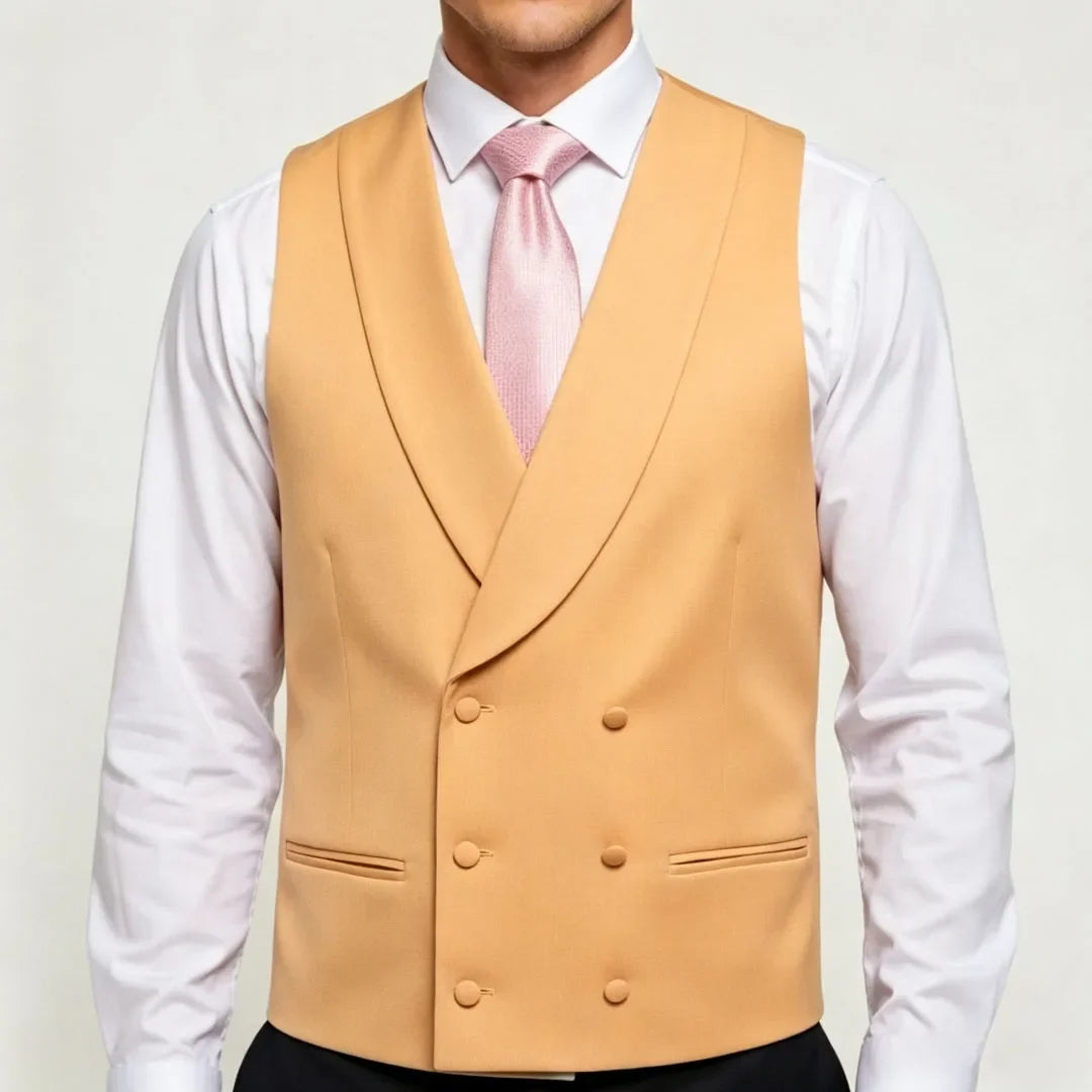 Men's Double Breasted Vest – Formal Lapel Waistcoat for Wedding & Business