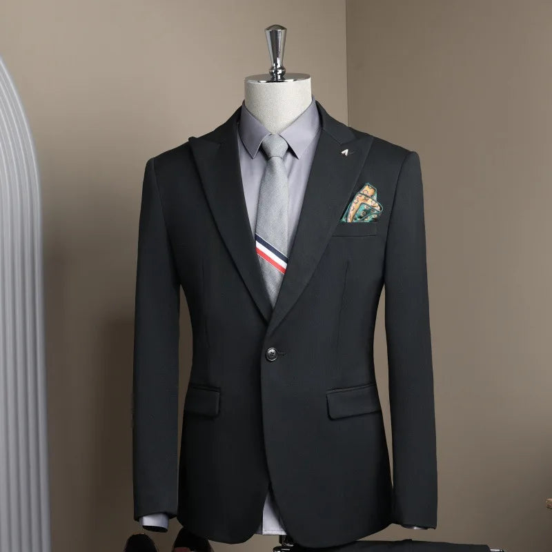 Man Blazer Spring Autumn Turn Down Collar Single-breasted Male Outerwear Business Casual Long Sleeve Versatile Men Suit Coat
