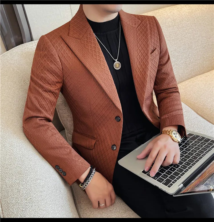 Autumn Winter Single Breasted Wedding Suit Jacket for Men Business Casual Slim Fit Blazers Banquet Party Social Suit Jackets