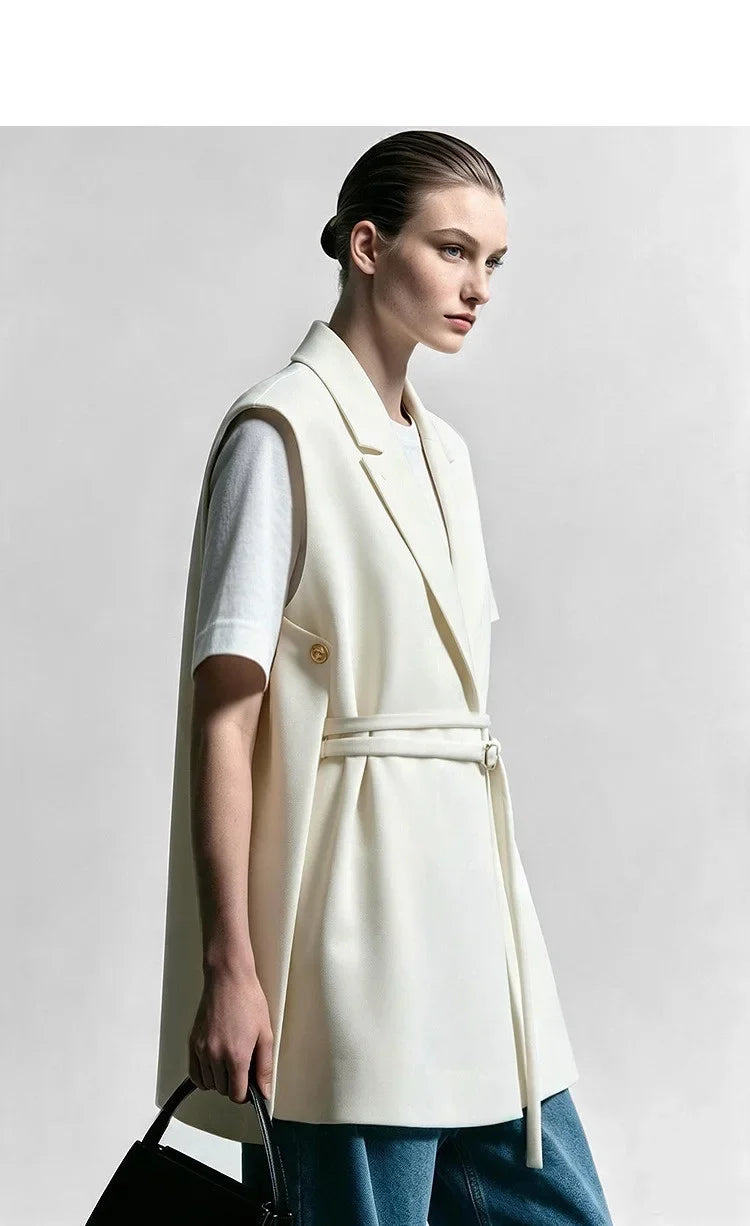 Women Lapel Collar Vest Jacket Loose Long Draped Construction Minimalist Commuter Coats Woman Autumn Outfit 2026 12623085