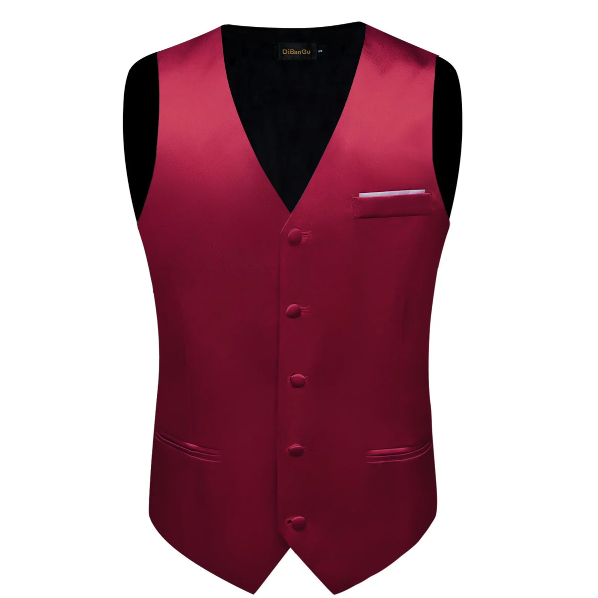 Men's Satin Suit Vest Set with Tie Handkerchief and Cufflinks for Wedding and Prom